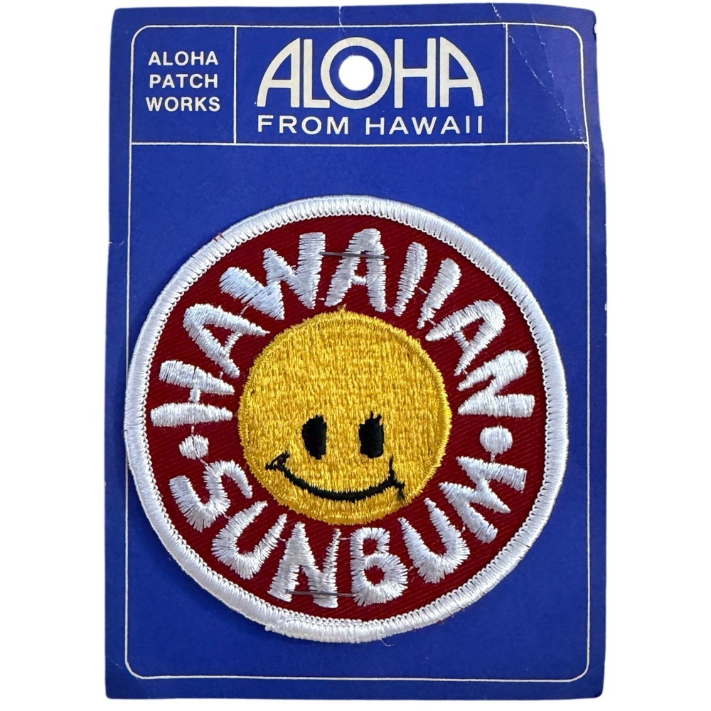 Vintage Aloha Patch Works Hawaii Smiley Face Patch NOS on Card 70's Souvenir